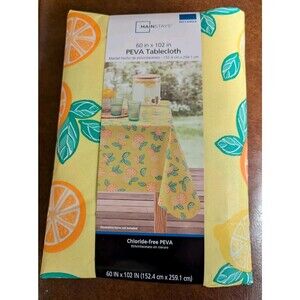 Mainstays PEVA Orange Lemon Tablecloth Fruit Rectangle 60" X 102" Summer Picnic